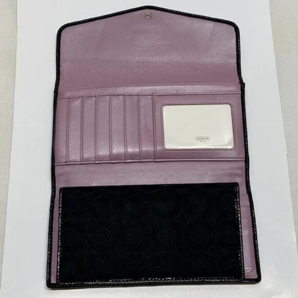 Coach Madison Op Art Flap Wallet Signature Black Canvas 43641 Checkbook EUC - Picture 12 of 16